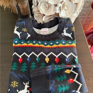 Hanna Anderson cotton holiday winter reindeer pajama shirt size 10/140cm